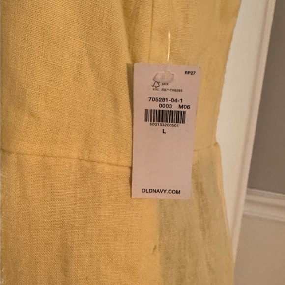 Old Navy New NWT Linen Dress Yellow Size Large - Picture 4 of 5